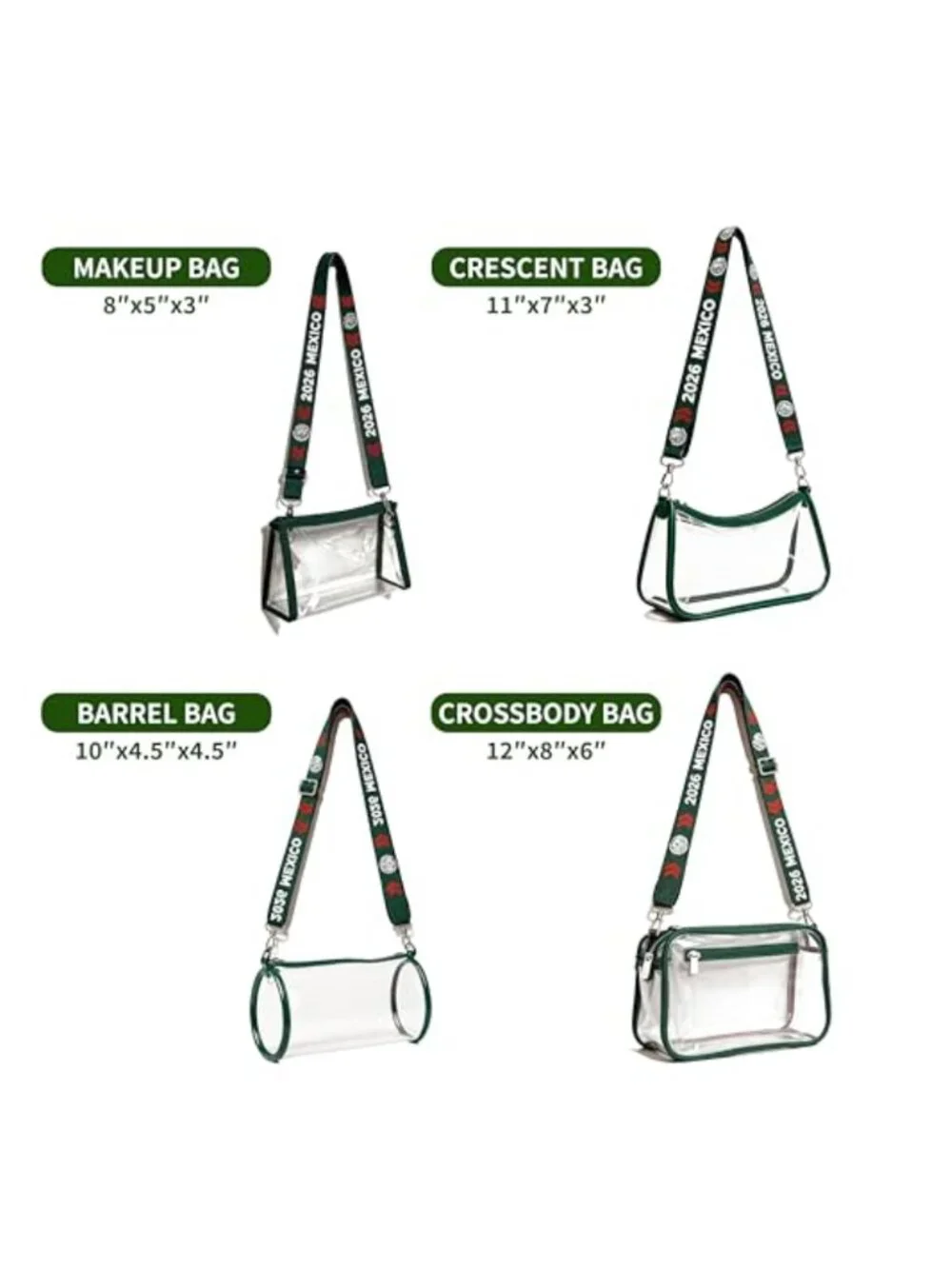 Clear Crossbody Bag Stadium Approved Transparent Purse Adjustable Strap